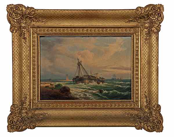 Appraisal: Continental Maritime Scene Continental th century Oil on canvas a