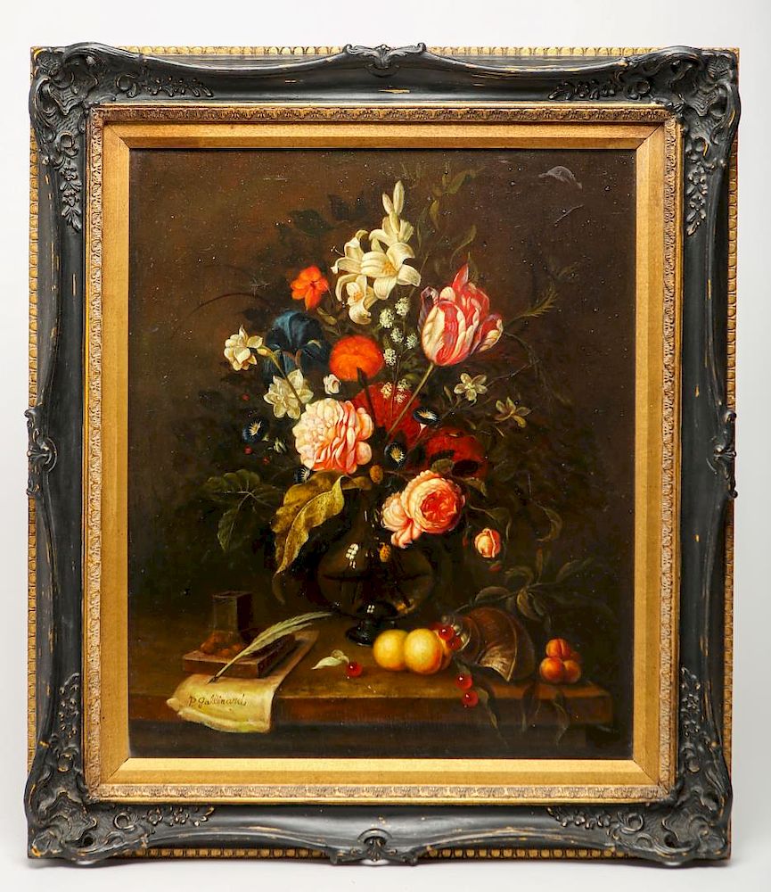 Appraisal: P Gallinard Dutch Manner Still Life Oil on Canvas Dutch