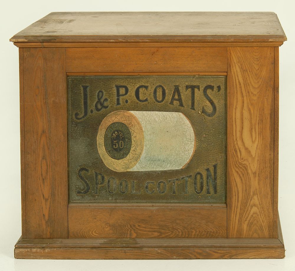 Appraisal: J P COATS SPOOL CABINET American Late th CenturyIn chestnut