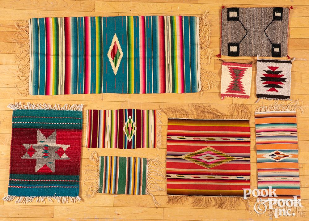 Appraisal: Navajo Indian and southwestern style weavings Assortment of Navajo Indian