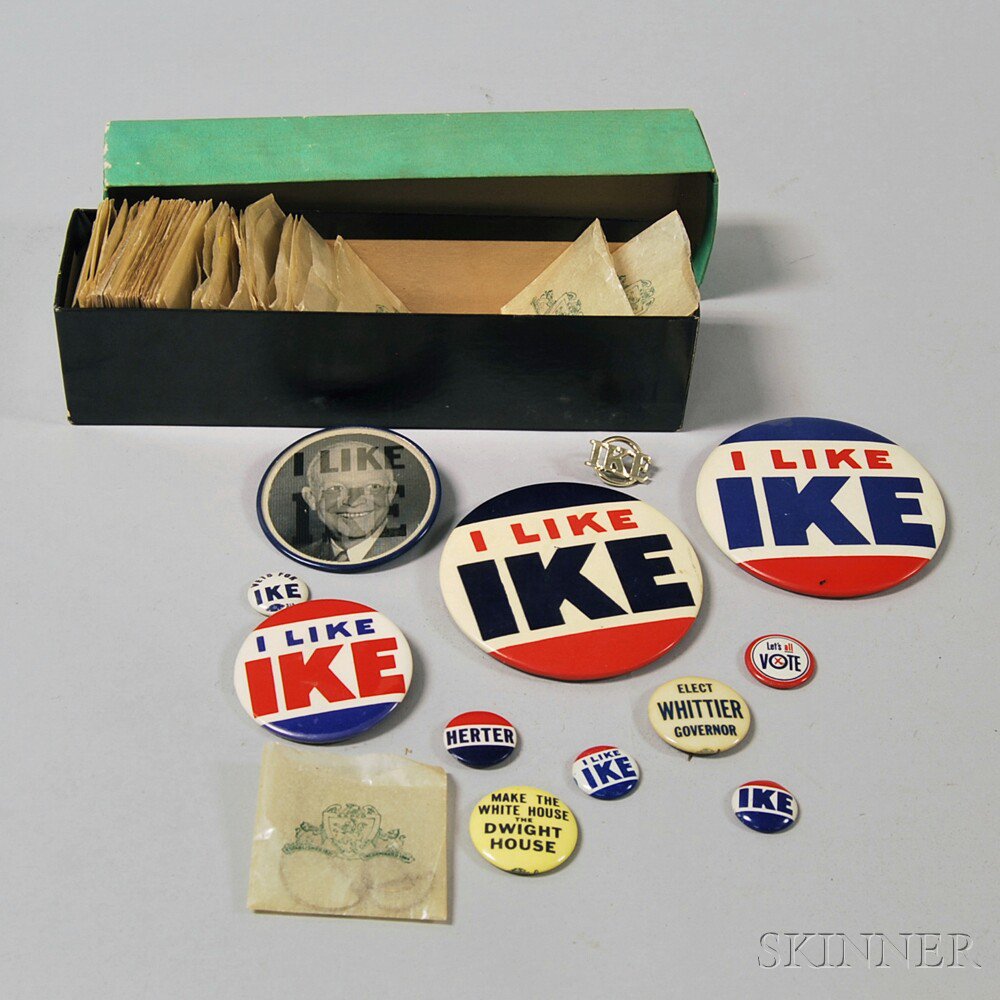 Appraisal: Small Collection of Mostly Dwight D Eisenhower Ike Political Campaign