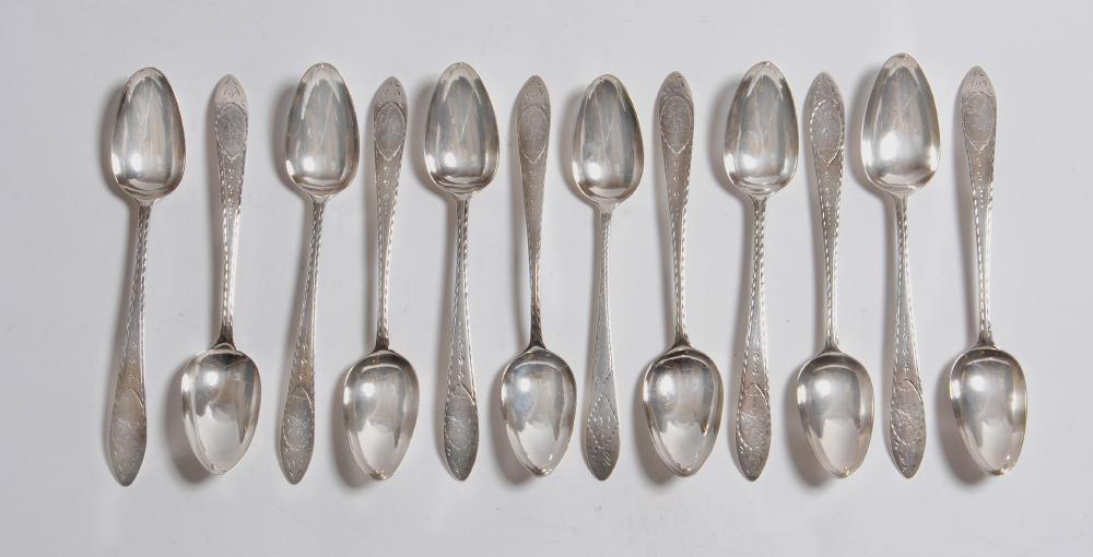 Appraisal: AN IRISH SET OF TWELVE GEORGE III DESSERT SPOONS maker