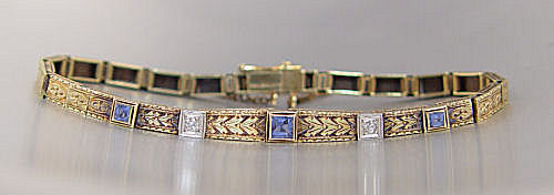 Appraisal: EDWARDIAN K PLATINUM DIAMOND AND SAPPHIRE BRACELET Circa - K