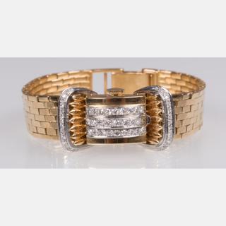 Appraisal: A Ladies kt Yellow and White Gold and Diamond Wristwatch