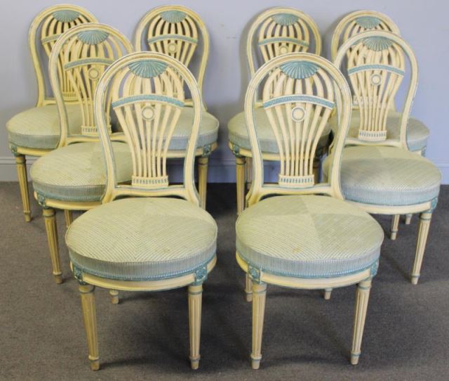 Appraisal: Set of Vintage Balloon Back Dining Chairs Original two tone