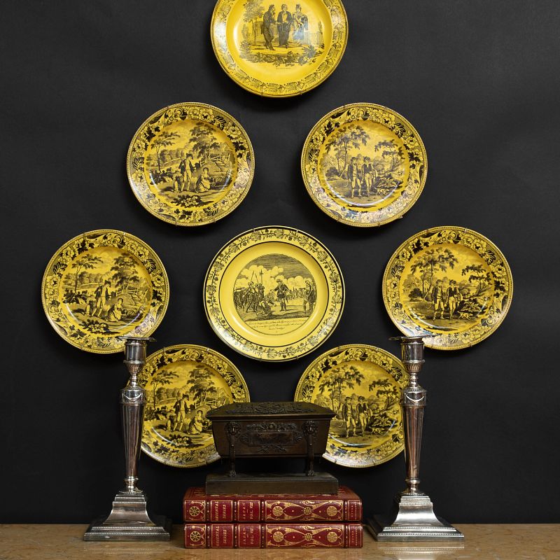 Appraisal: Group of Six French Yelloware Plates Comprising three impressed P