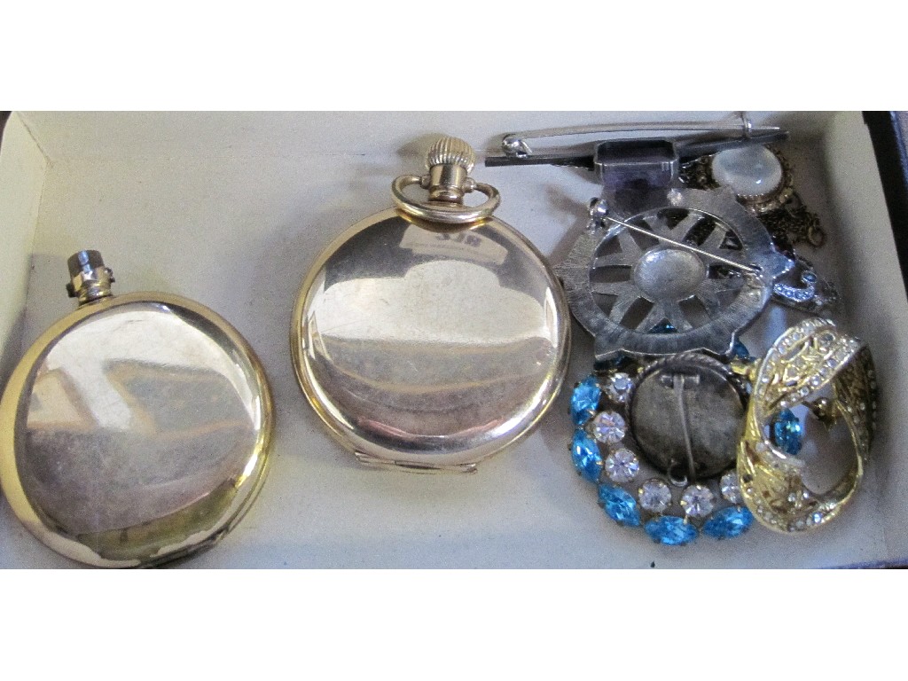 Appraisal: Lot comprising rolled gold pocket watch watch case and costume