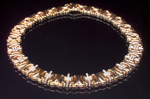 Appraisal: DIAMOND Modular link necklace in k yellow and white gold