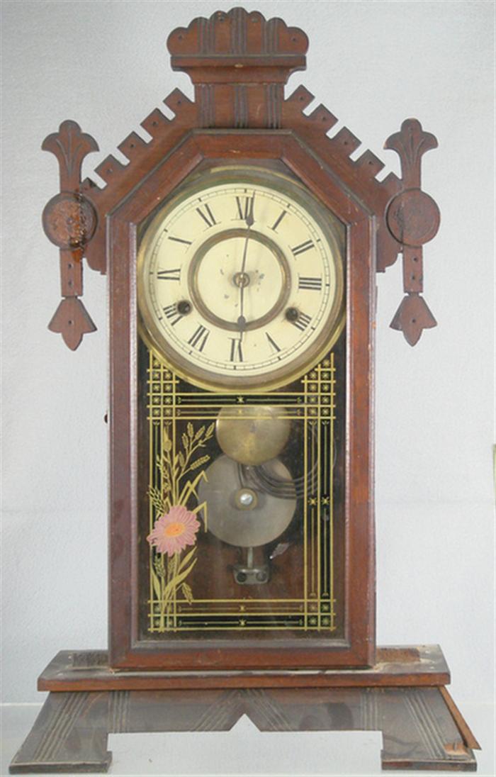 Appraisal: Walnut mantle clock not signed running h Estimate -