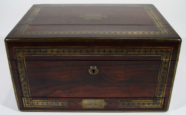 Appraisal: th Century rosewood ladies compactum the box inlaid with brass