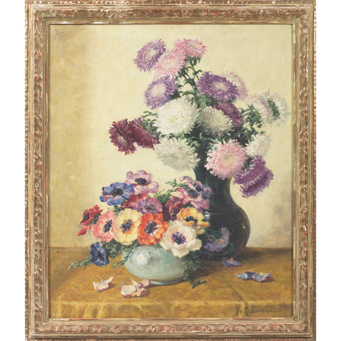 Appraisal: Volney Allan Richardson American b ''Asters and Rhinoculous '' oil