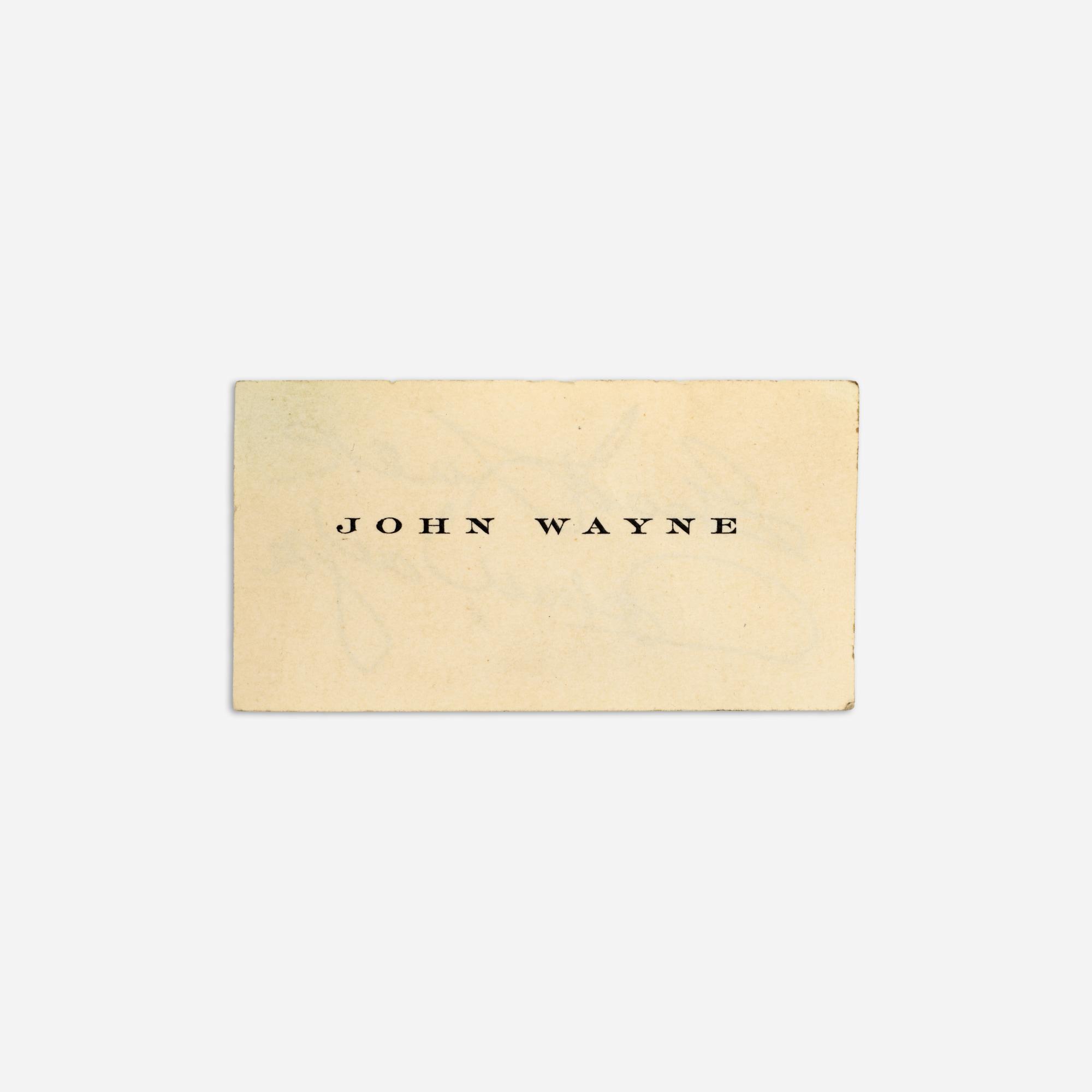 Appraisal: JOHN WAYNE AUTOPEN AUTOGRAPH CARD A John Wayne calling card