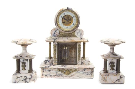 Appraisal: Sale Lot A French Gilt Metal Mounted Marble Clock Garniture