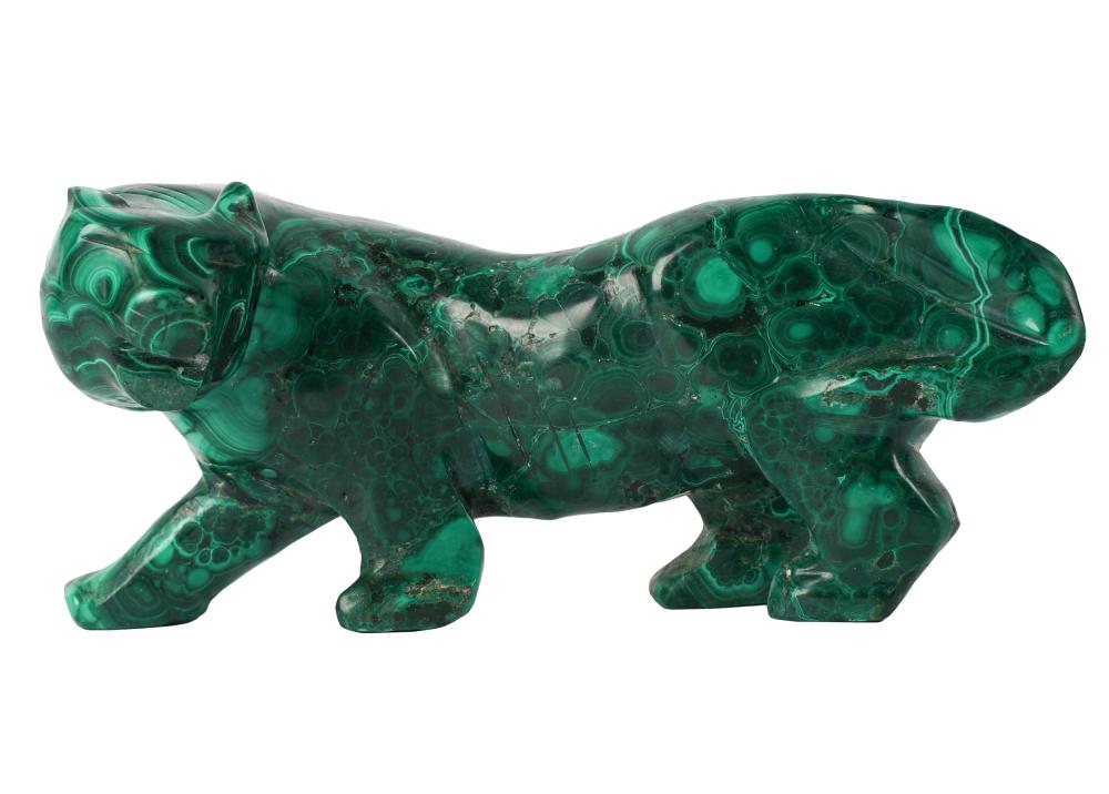 Appraisal: CARVED MALACHITE ANIMAL FIGUREunmarked inches wide inches deep inches high