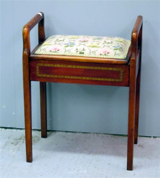 Appraisal: Early th century mahogany and parquetry inlaid piano stool