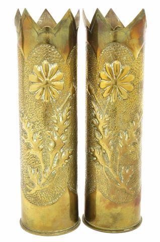 Appraisal: lot of French WWI-era trench art vases fashioned from artillery