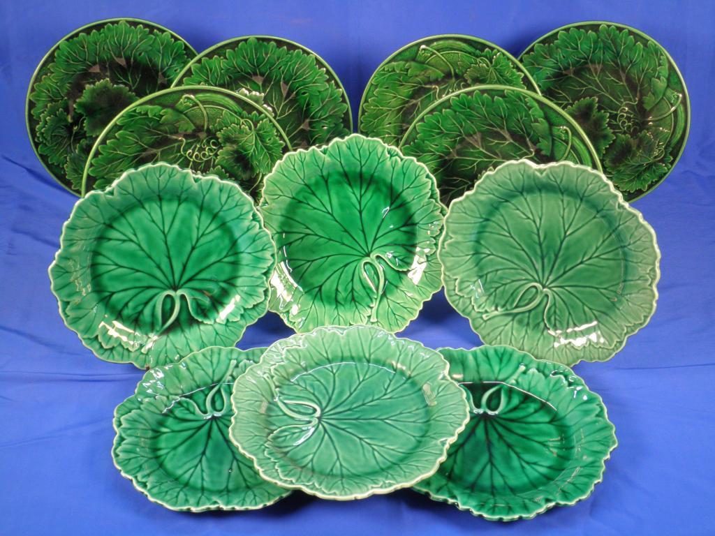 Appraisal: A set of six thC Wedgwood green leaf moulded plates