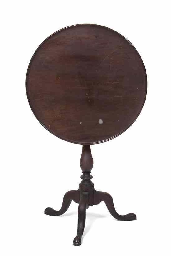 Appraisal: A Queen Anne Style Mahogany Tilt-Top Tea Table the circular