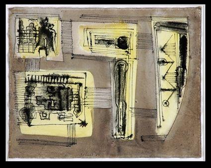 Appraisal: DOROTHY DEHNER - UNTITLED Ink and wash on paper x