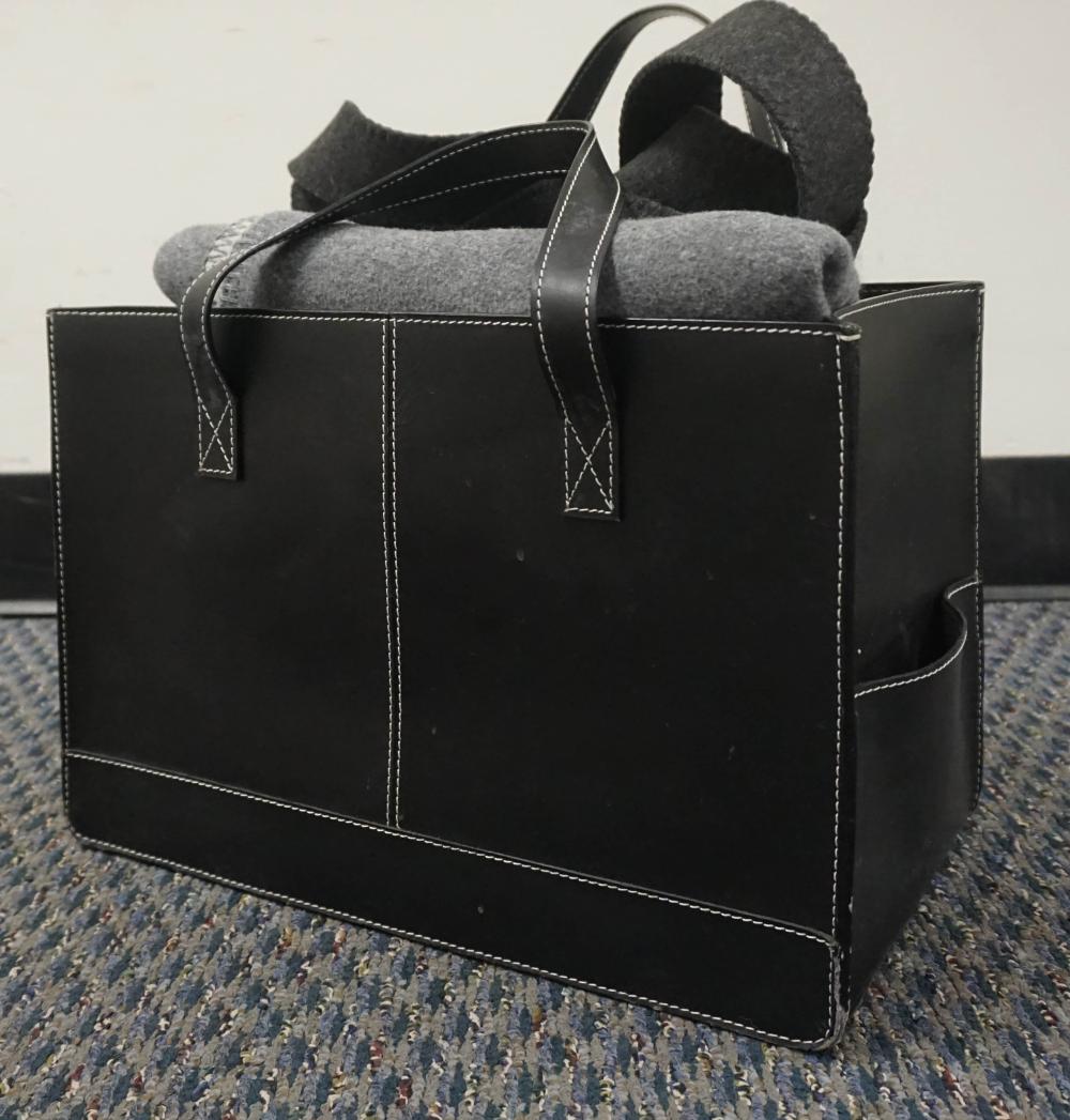 Appraisal: Crate and Barrel Black Magazine Tote A Document Bag and