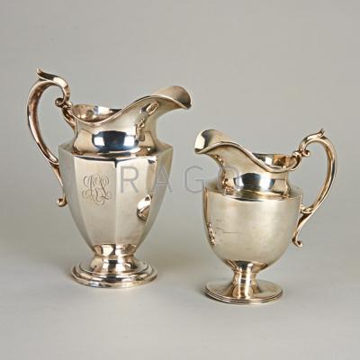 Appraisal: TWO STERLING WATER PITCHERS ca Dominick Haff Durgin marked pints