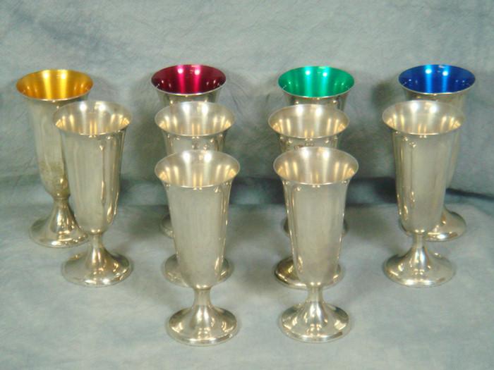 Appraisal: Gorham sterling silver liquer cups marked w colored interiors h