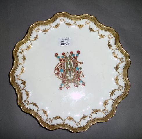 Appraisal: A Doulton Burslem cabinet wedding plate with Stafford shape border