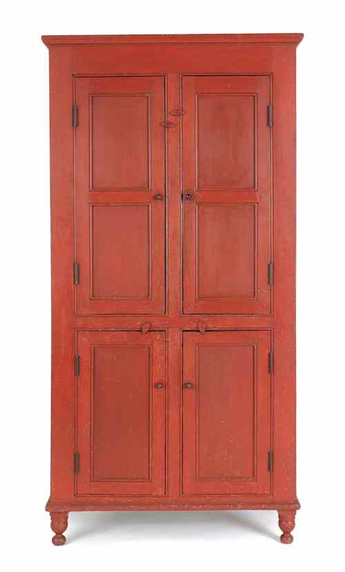 Appraisal: Pennsylvania painted pine cupboard ca retaining a red painted surface