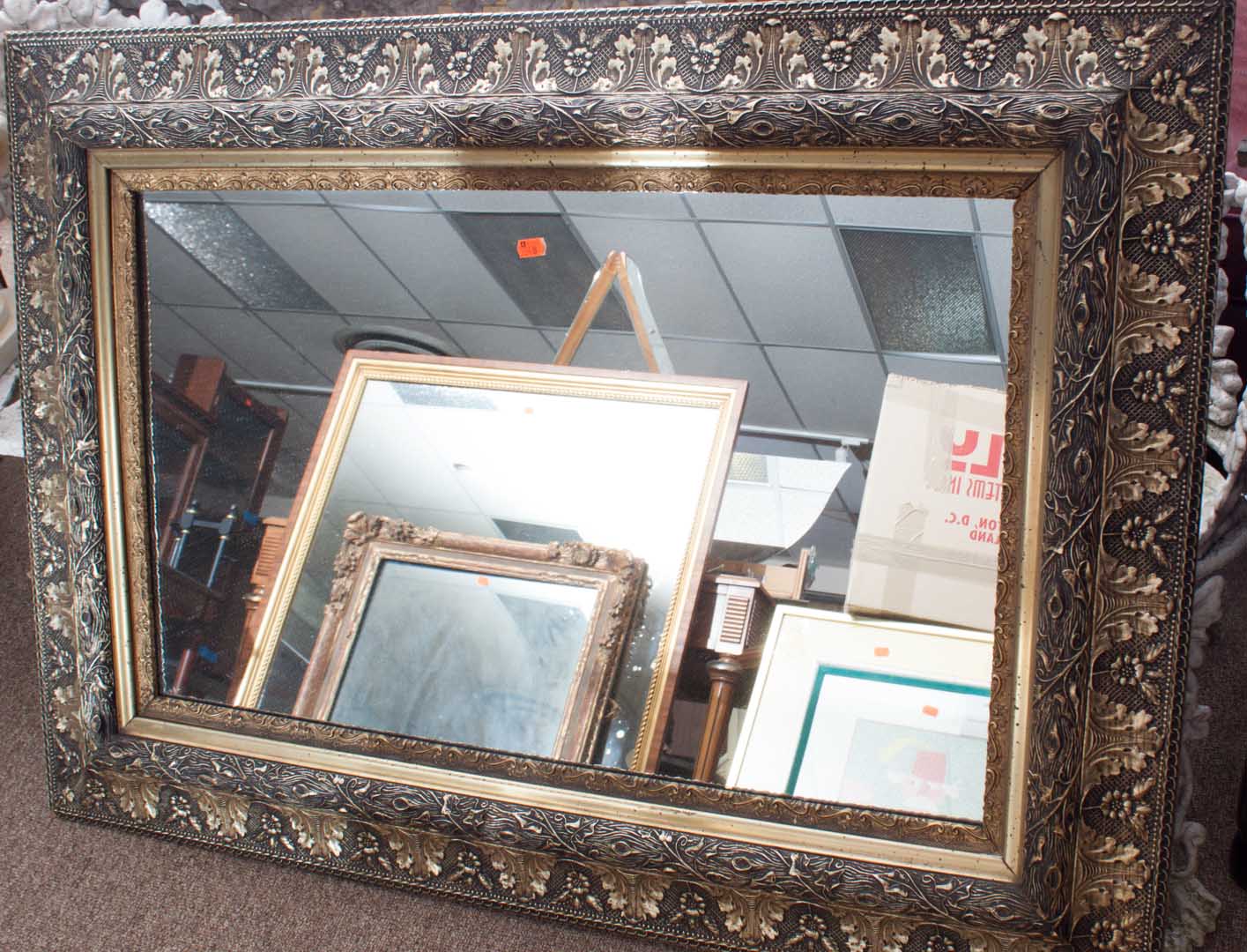 Appraisal: Gilt wall mirror and planter