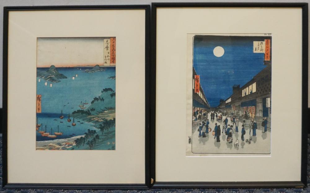 Appraisal: Ando Hiroshige Japanese Port Scene and Street Scene Two Oban