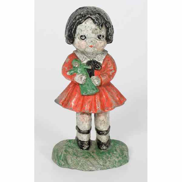 Appraisal: Little Orphan Annie White Metal Doorstop American a painted white