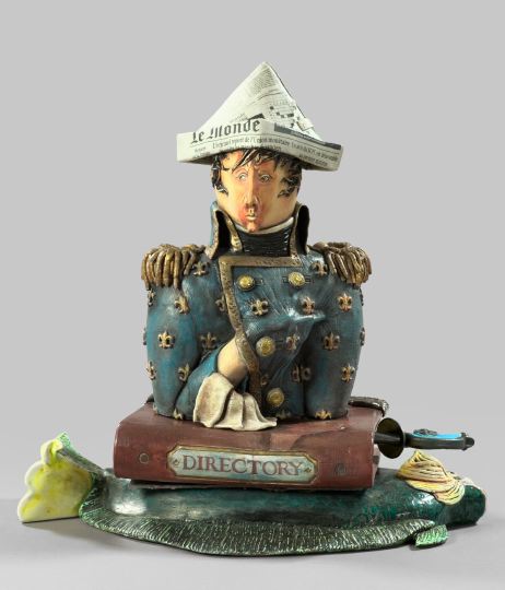 Appraisal: Large and Whimsical Polychromed Ceramic Bust of Napoleon I depicted