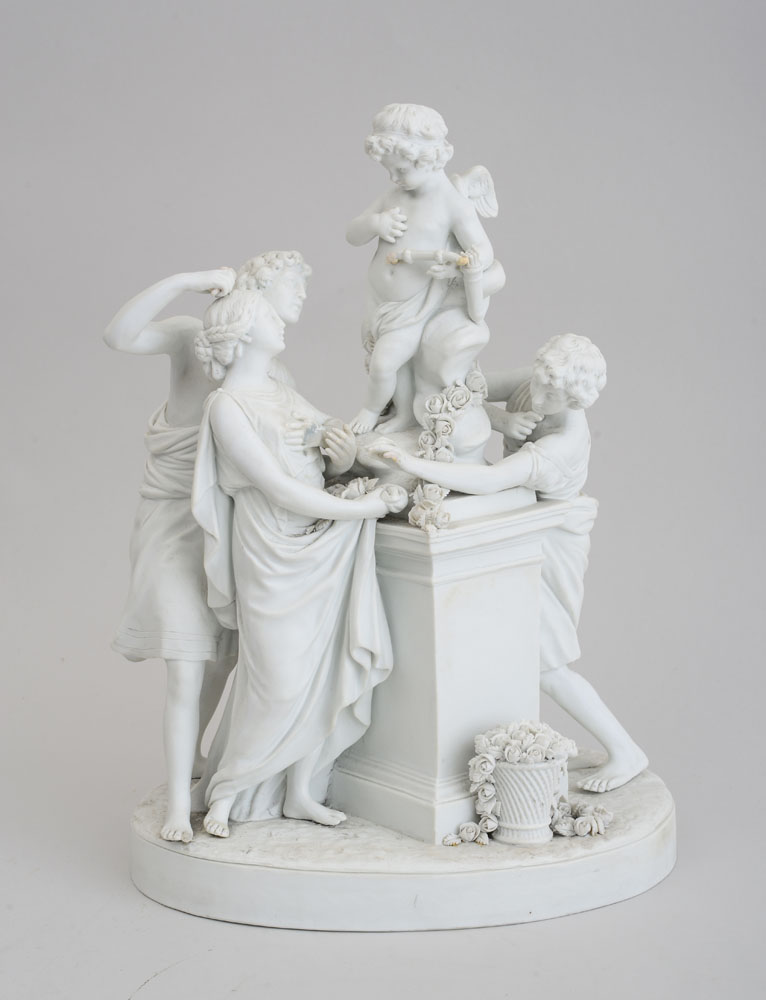 Appraisal: S VRES BISQUE PORCELAIN FIGURE GROUP Impressed with interlaced L's