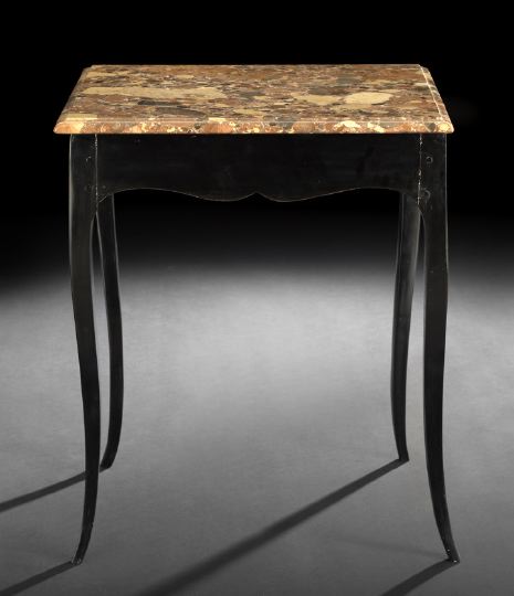 Appraisal: Louis XV Ebonized and Marble-Top Occasional Table late th century