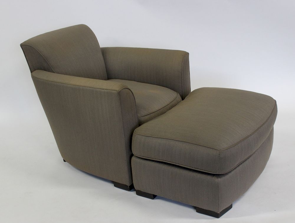 Appraisal: DONGHIA Upholstered lounge Chair and Ottoman From a Park Ave