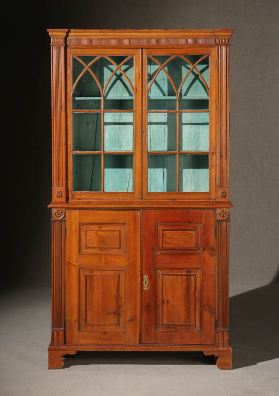 Appraisal: American Gothic Revival Pine Cupboard Mid-Atlantic States th Century In