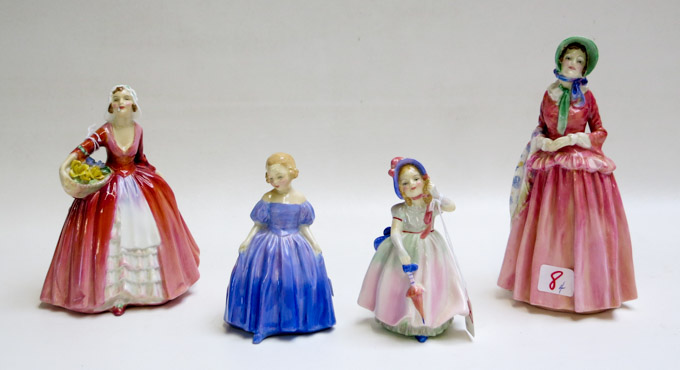 Appraisal: FOUR ROYAL DOULTON PORCELAIN FIGURINES Gillian HN c together with