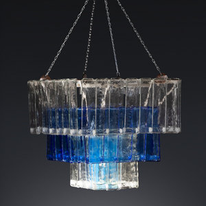 Appraisal: Mazzega Italy Mid- th Century Three-Tiered Chandelier glass enameled steel