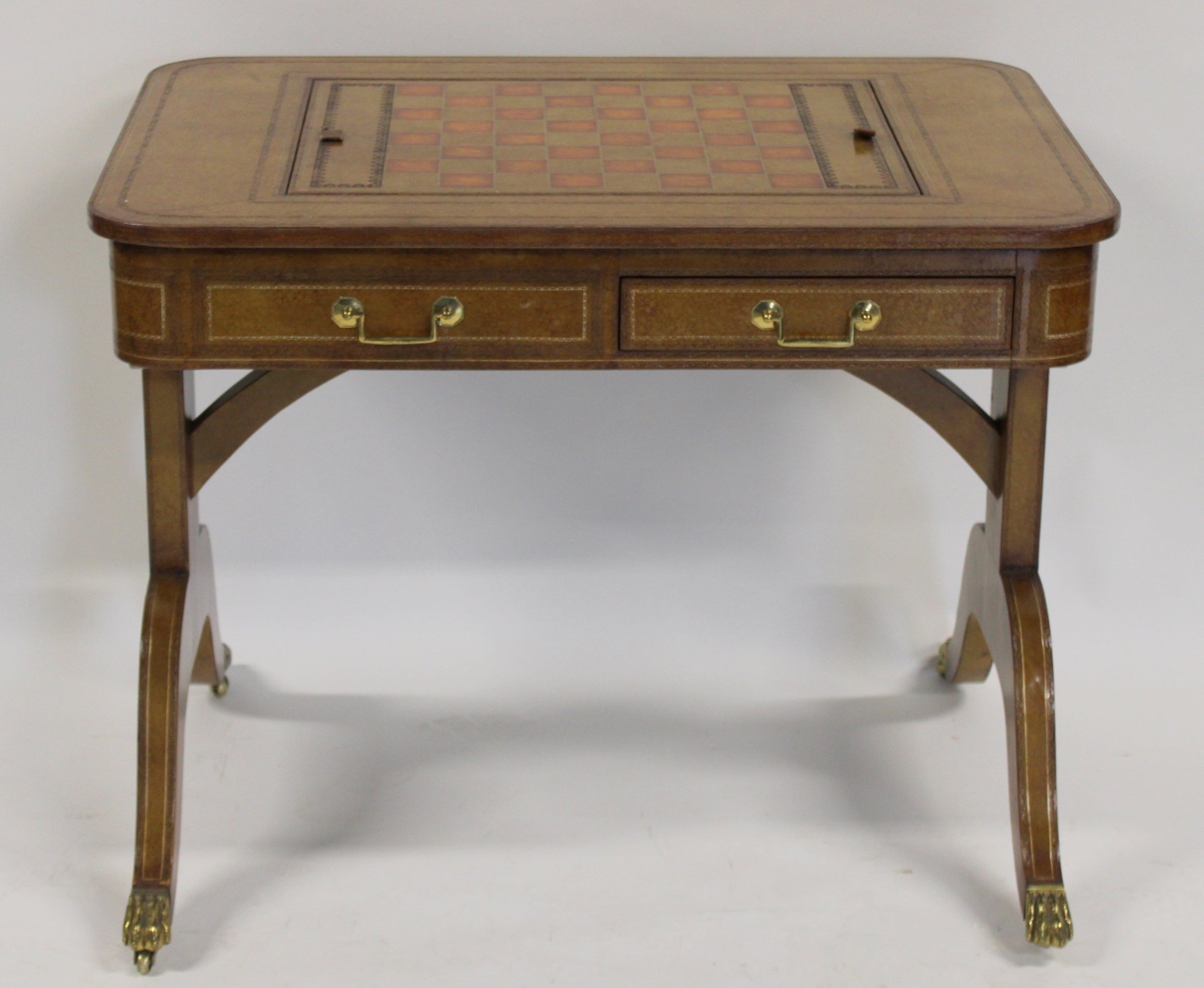 Appraisal: MAITLAND SMITH LEATHERTOP GAME TABLE From a Great Neck Long