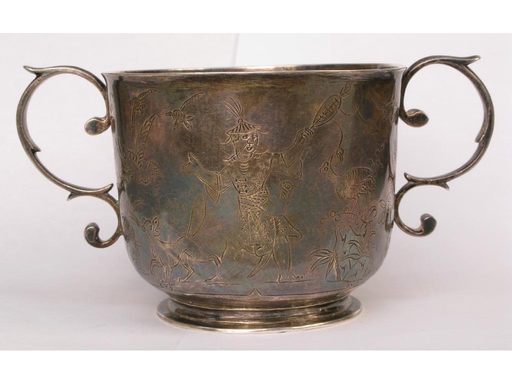 Appraisal: A William and Mary silver chinoiserie porringer by Anthony Nelme