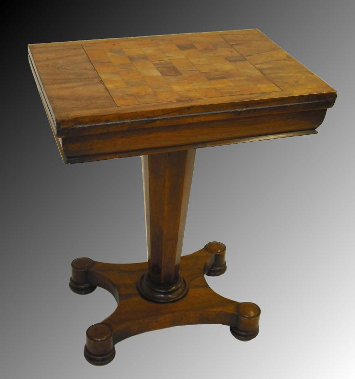 Appraisal: William IV rosewood fold-over games table the chequerboard inlaid hinged