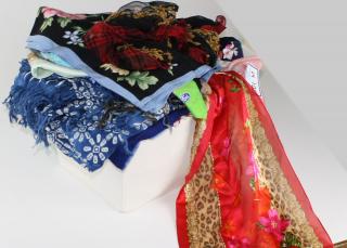 Appraisal: designer silk scarves leather belts etc pcs designer silk scarves