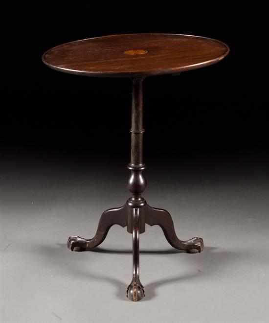 Appraisal: Chippendale style patera inlaid mahogany tilt-top tea table th century