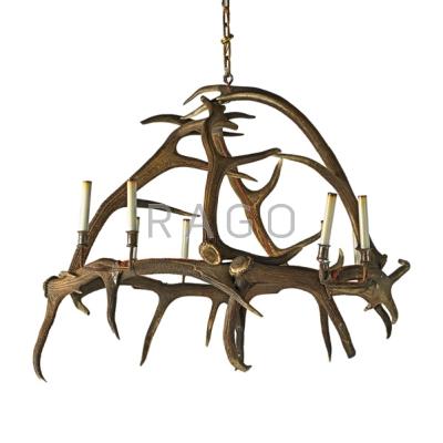 Appraisal: CONTINENTAL ANTLER CHANDELIER -light electrified th c x dia Condition