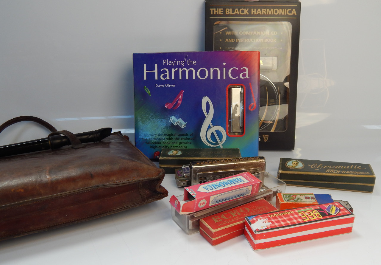 Appraisal: Harmonicas including Hohner Chromatic Black Harmonica Bandmaster Chromatic Coch Harmonica