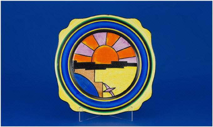 Appraisal: Clarice Cliff Art Deco Plate Circa Sunray night and day