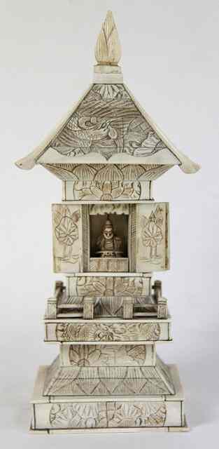 Appraisal: A th Century ivory pagoda shrine cm high