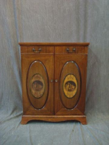 Appraisal: Decorative Cabinet with Putti Prints in Panels Dimensions x x