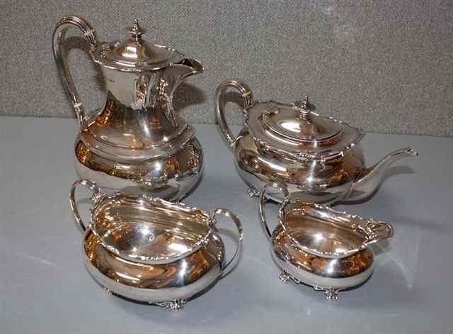 Appraisal: A GEORGE V SILVER FOUR PIECE TEA SET oval baluster