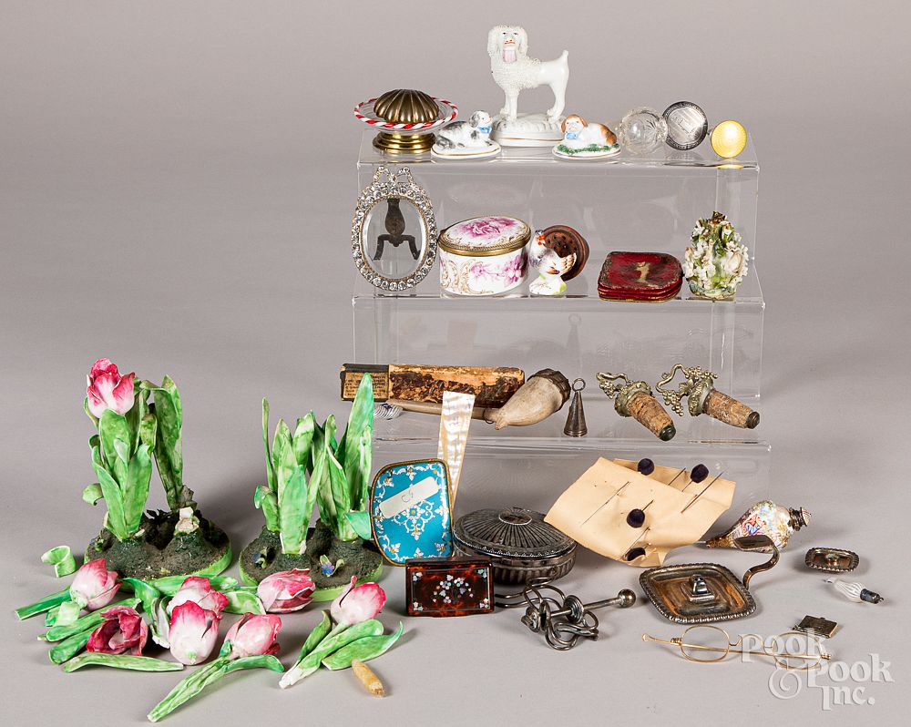 Appraisal: Decorative accessories Decorative accessories to include dresser boxes porcelain figures